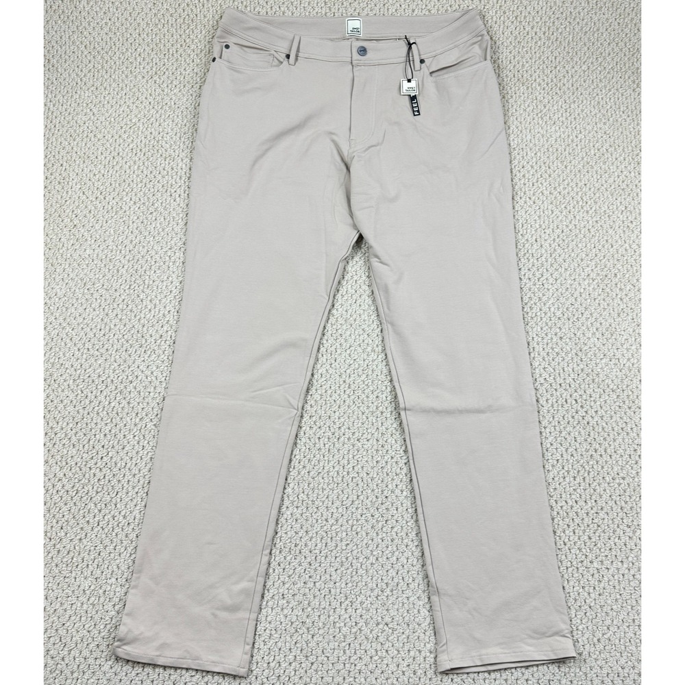 Swet Tailor Pants Mens 38x34 Beige All In One Chino Suprese Stretch Straight NEW